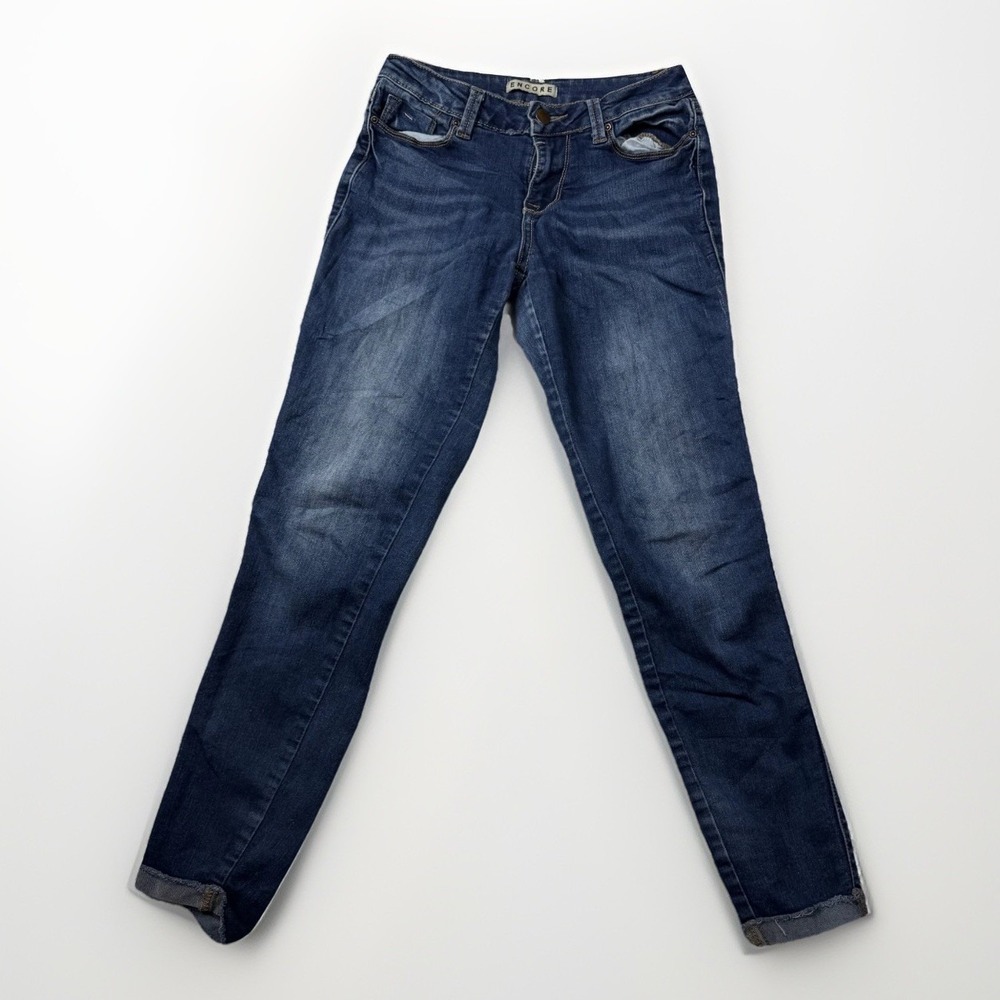 Encore Skinny‎ Jeans Women's Blue Denim Stretch Curvy Slim Fit Frayed Cuffed - 3